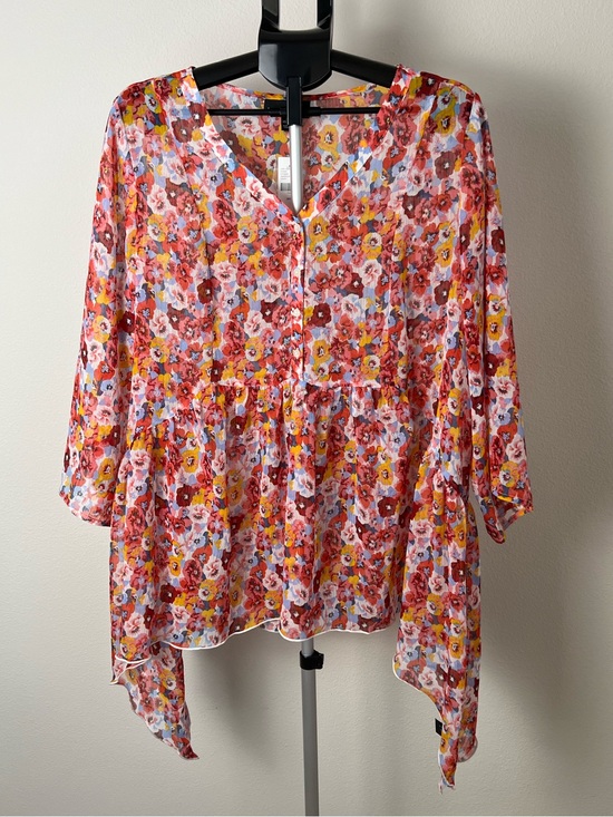 Lane Bryant Tops - Lane Bryant Floral Babydoll Blouse Size 18/20 XXL Boho Peasant Top Tunic